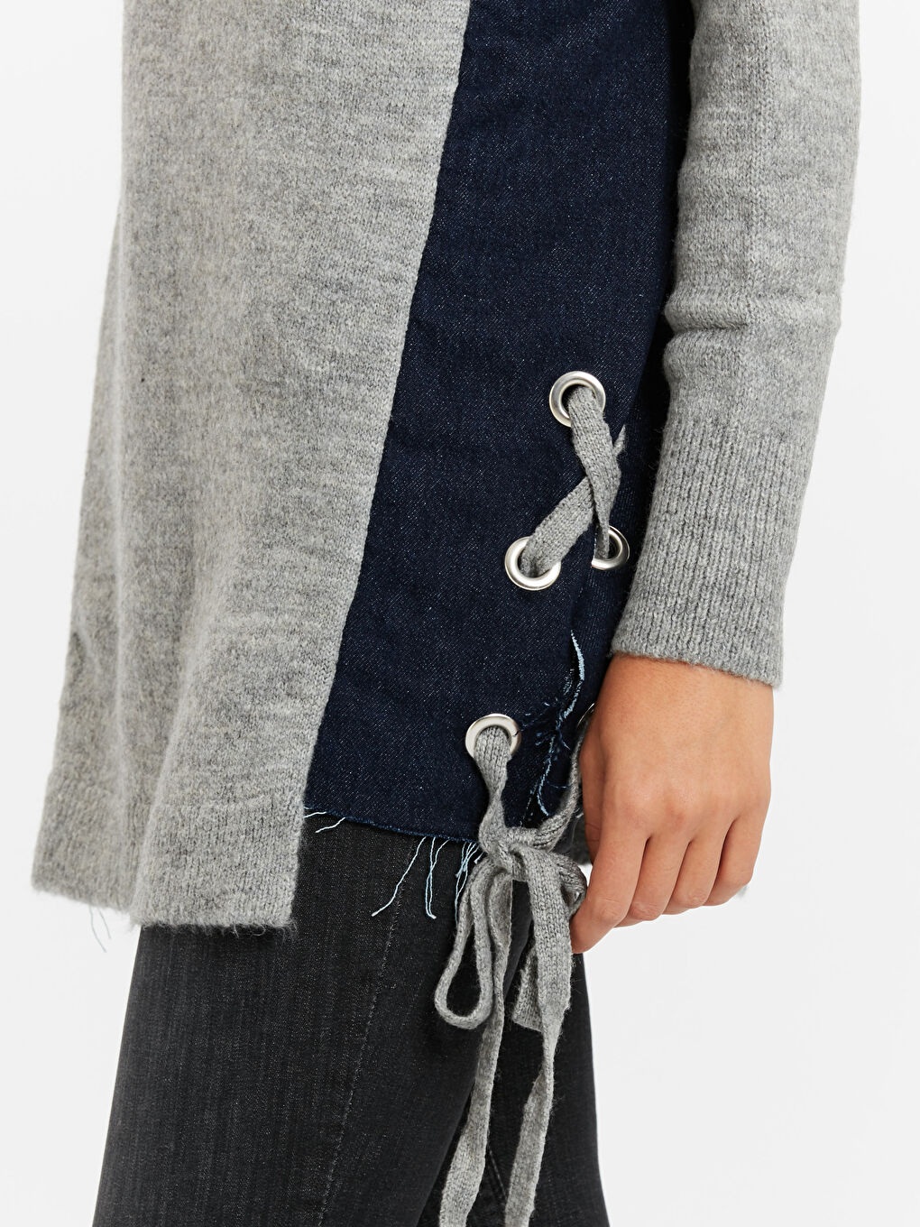 Pembe Bisiklet Yaka Kuş Gözü Detaylı Kadın Triko Tunik-3