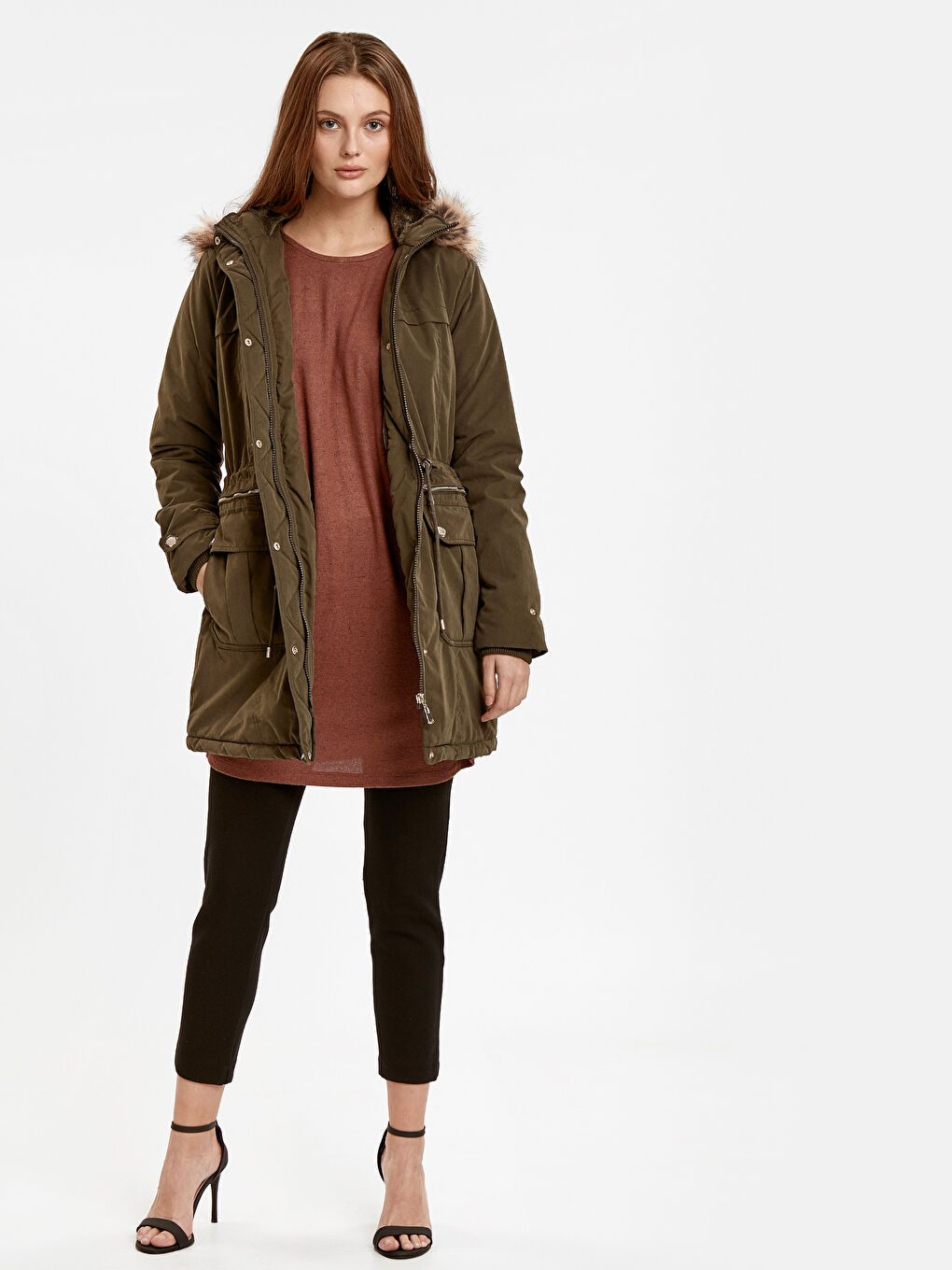 LCWAIKIKI Classic Frau KHAKI Parka-Mantel -8W4262Z8-ASE