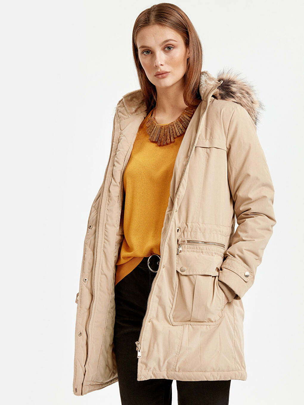 Женщины Коричневый Пальто