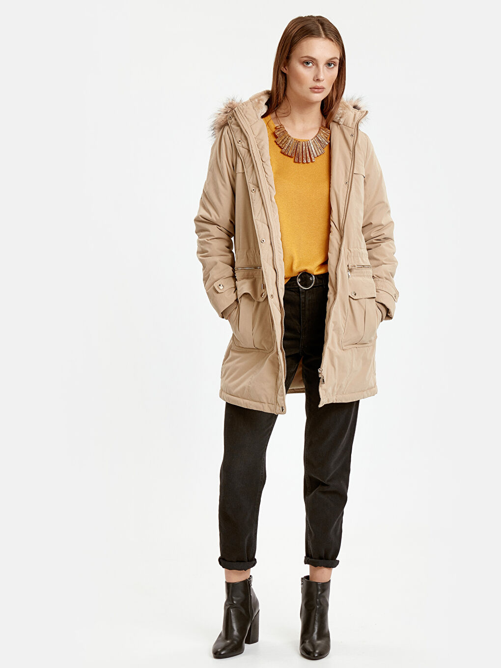 Женщины Коричневый Пальто-4