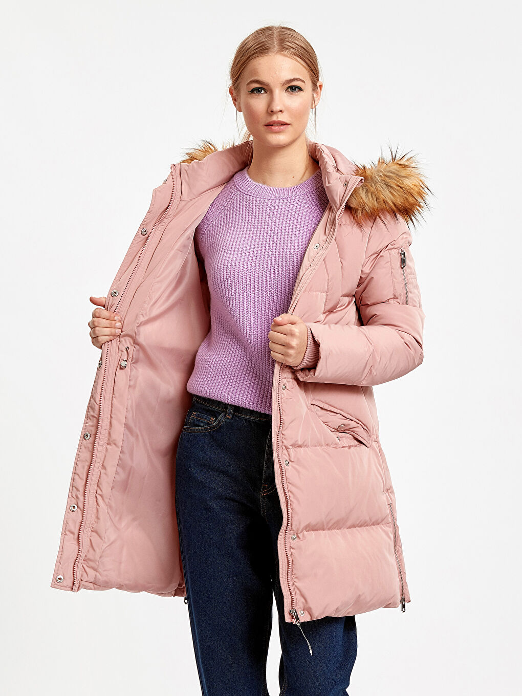 Woman PINK Puffer Coat-1