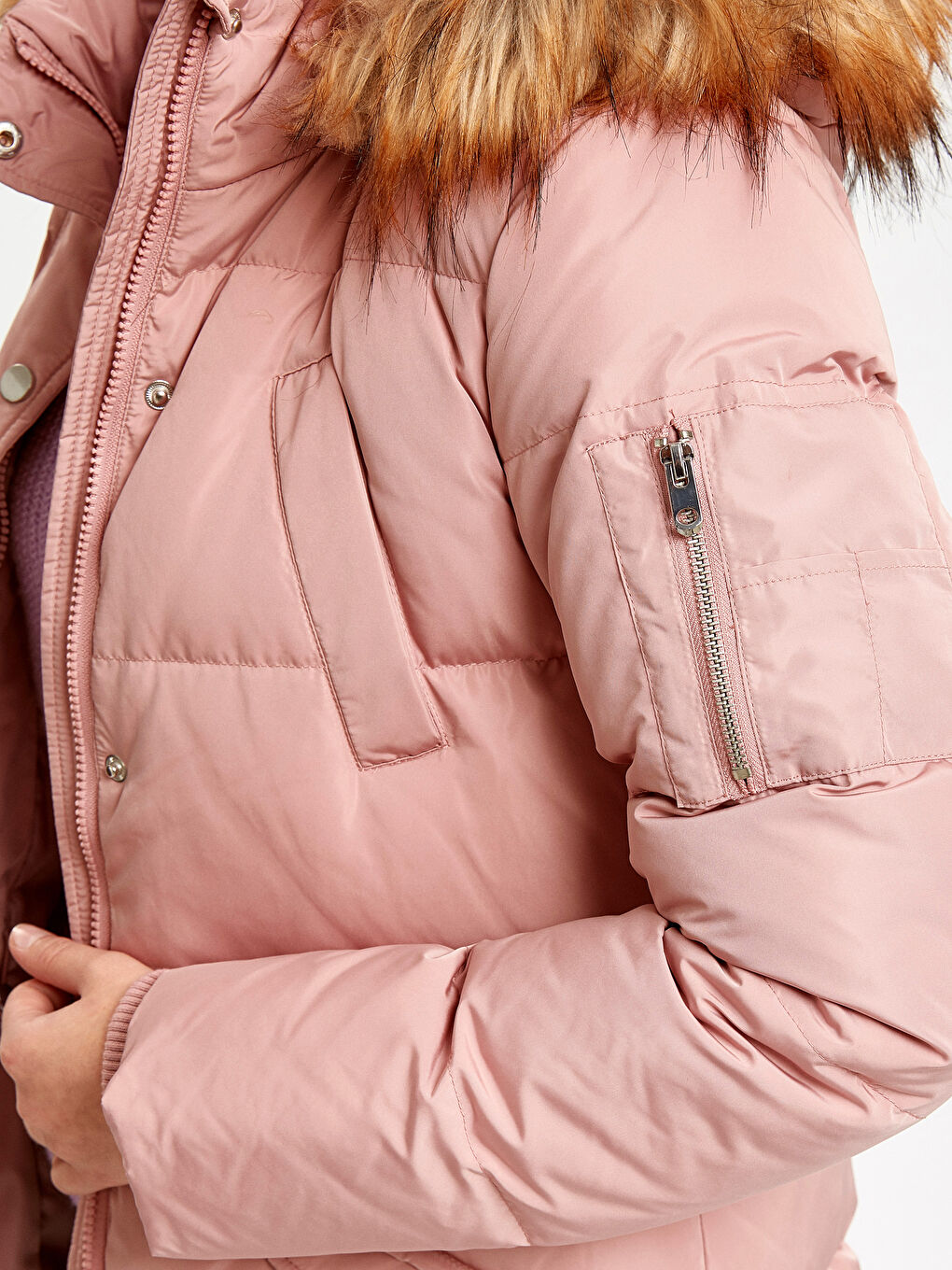 Woman PINK Puffer Coat-5