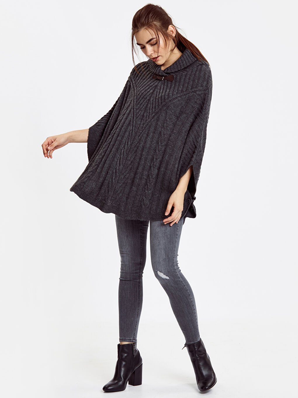 Poncho GRIS Femme-2