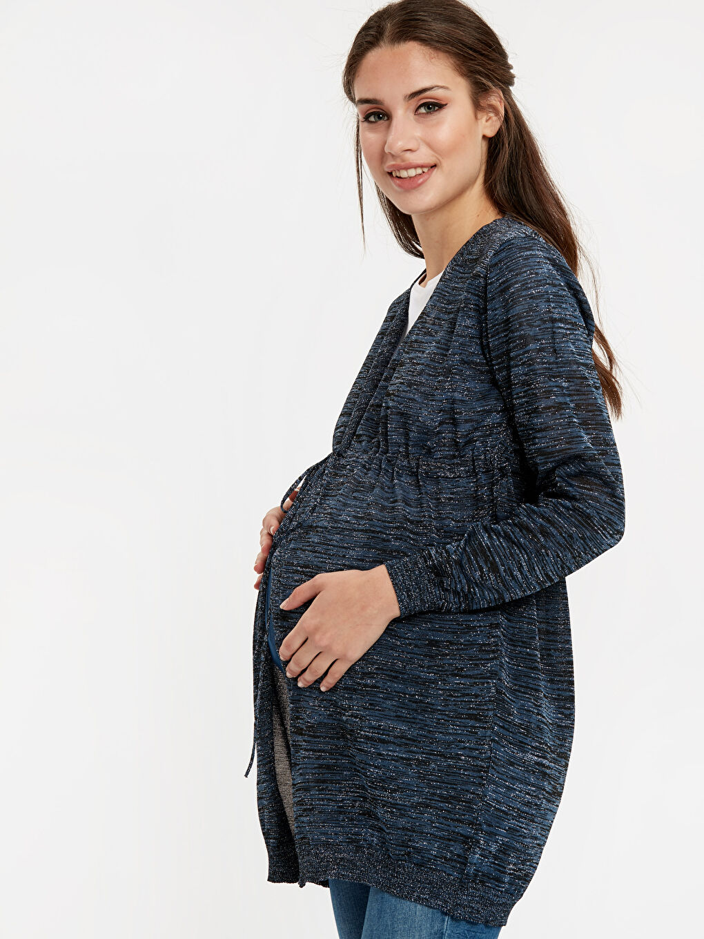 Кардиган Женский С V-Образным Вырезом, Длинными Рукавами И Рюшами