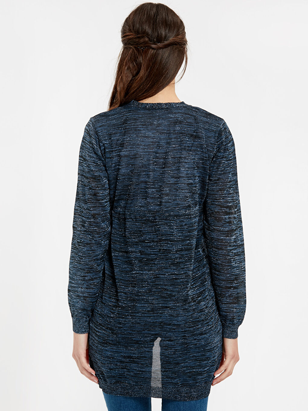 Кардиган Женский С V-Образным Вырезом, Длинными Рукавами И Рюшами-1