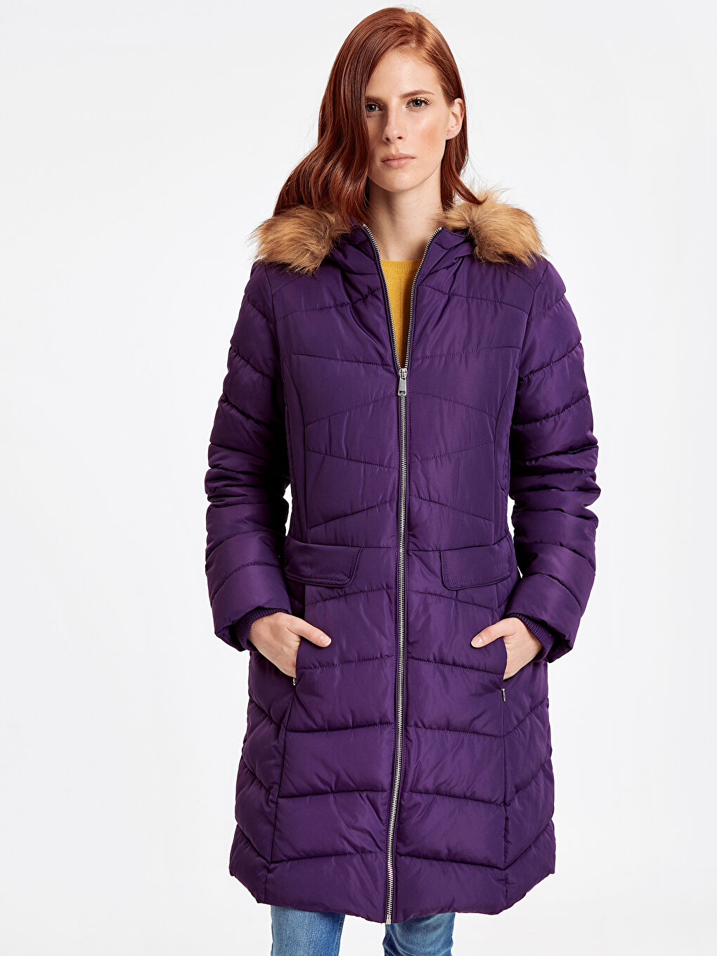 LCWAIKIKI Classic Woman PURPLE Puffer Coat -8W7071Z8-DDM