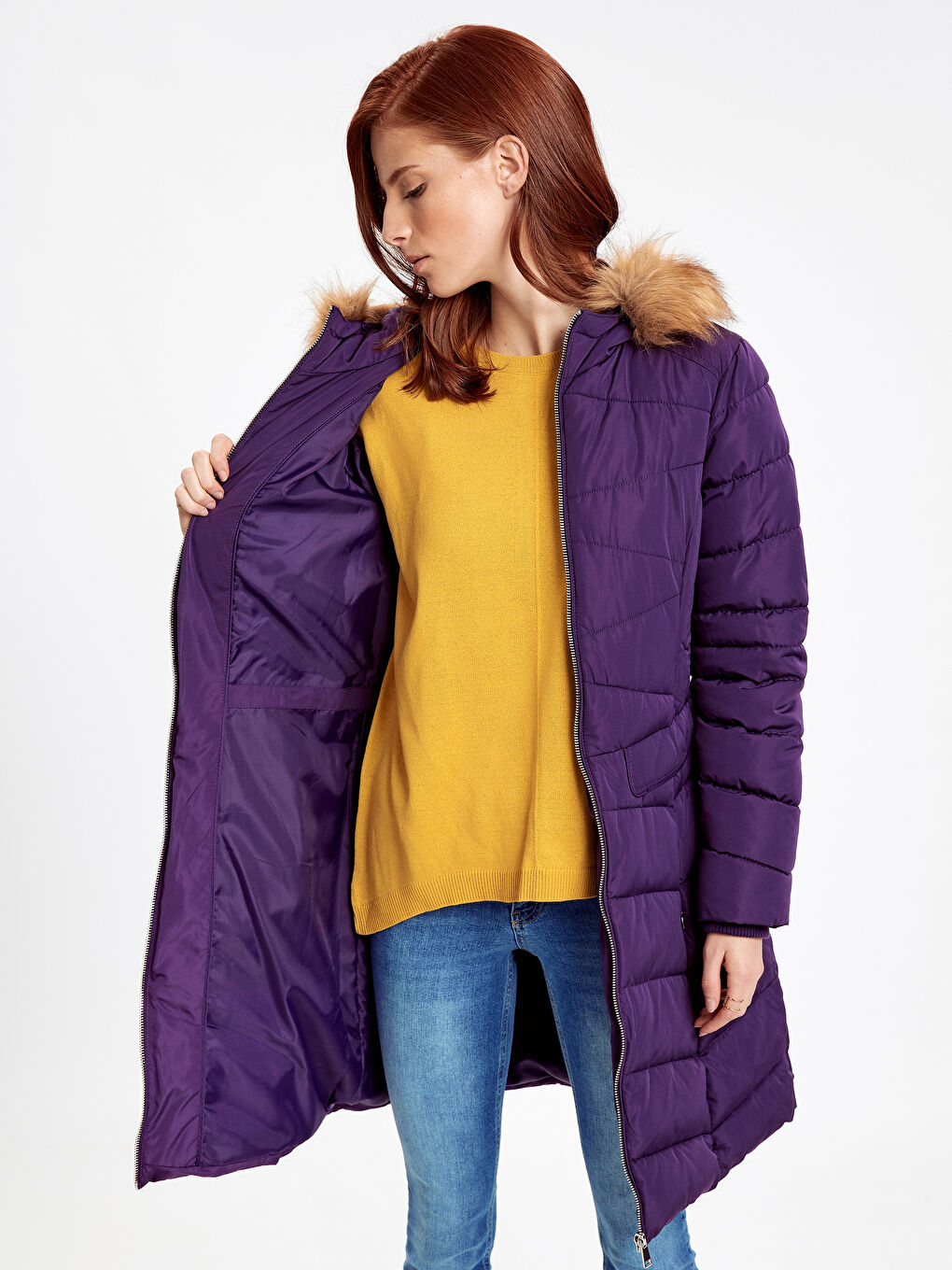 LCWAIKIKI Classic Woman PURPLE Puffer Coat -8W7071Z8-DDM