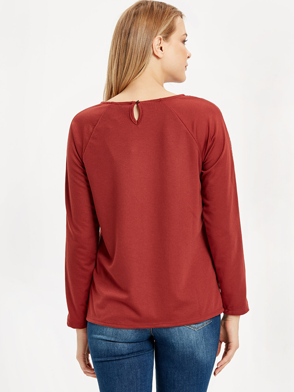 LCWAIKIKI Classic Frau BURGUND T-Shirt -8WG266Z8-LY6