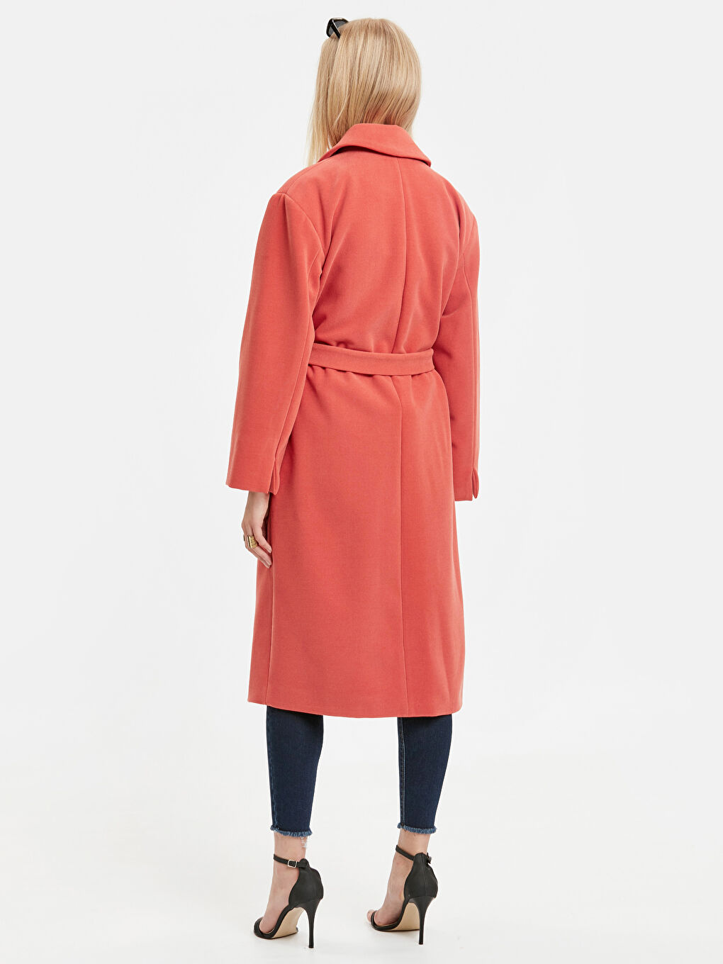 Палто тип Peacoat с колан на талията-2