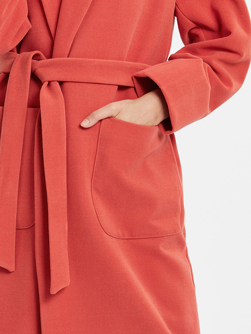 Палто тип Peacoat с колан на талията-3