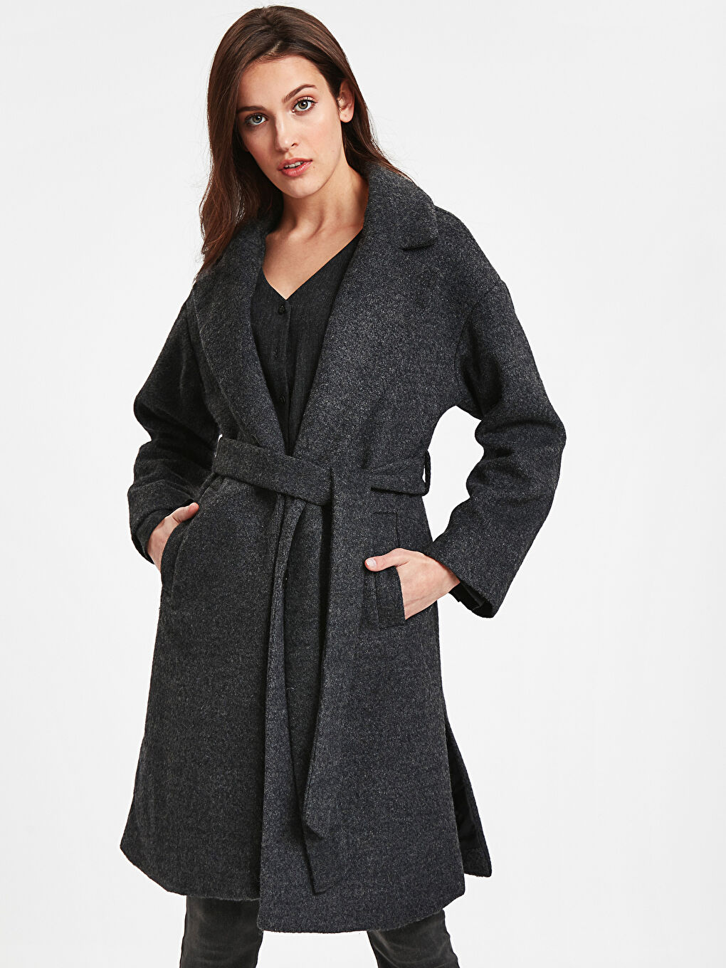 Gri Melanj Kaşe Kaban