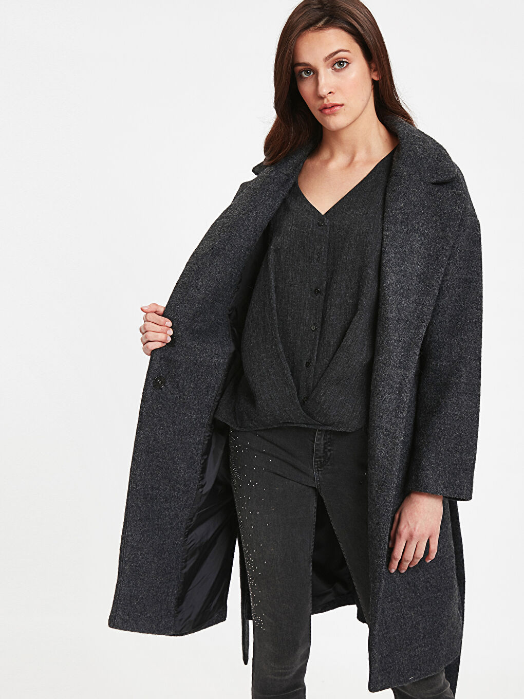 Gri Melanj Kaşe Kaban-1