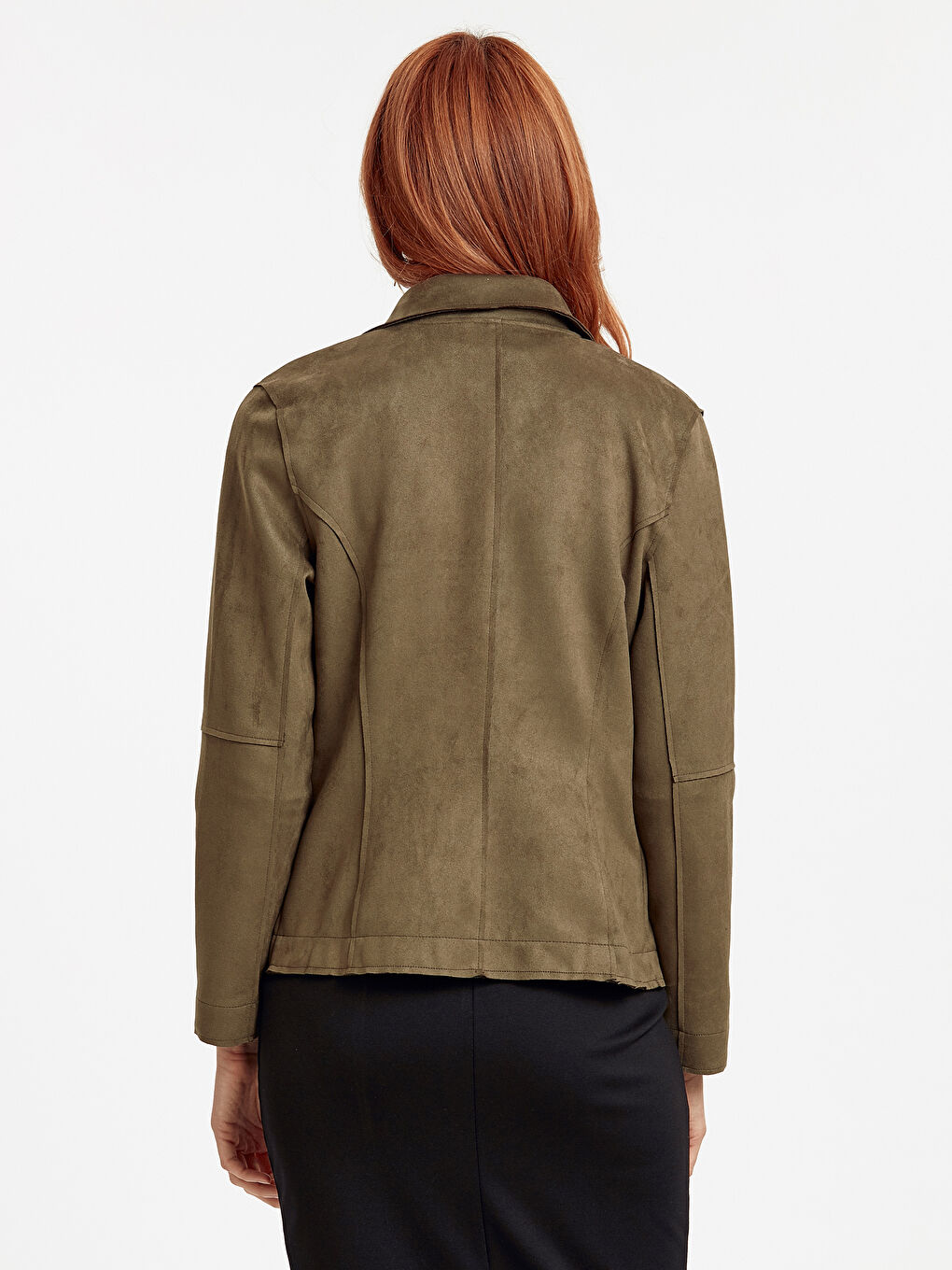 Haki Deri Görünümlü Mont-1