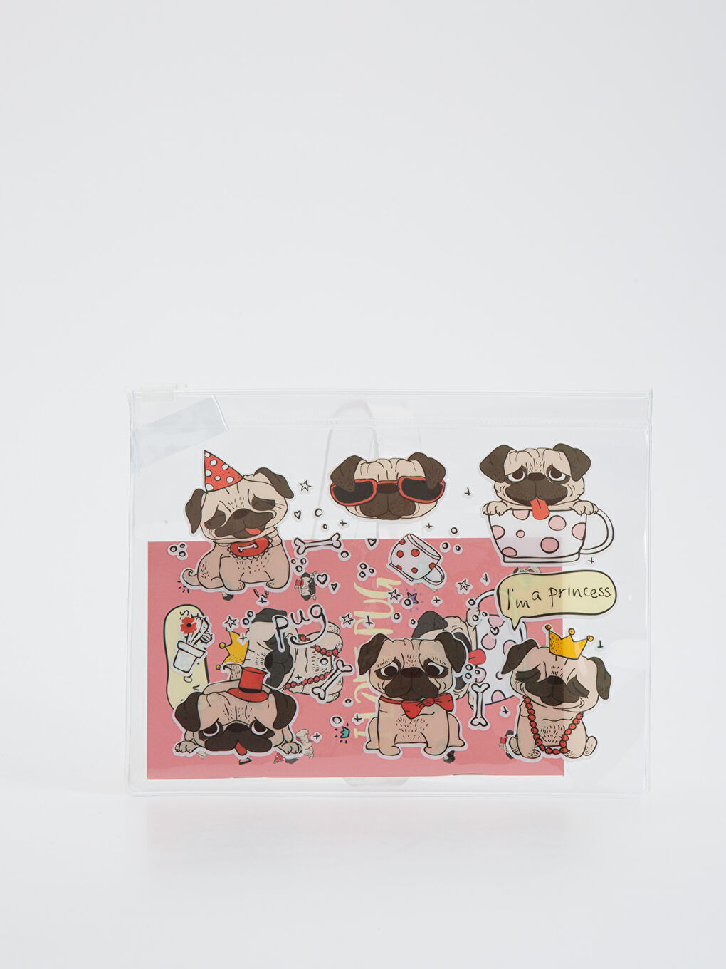 شنطة شفافة مطبوعة للبنات ومجموعة قرطاسية