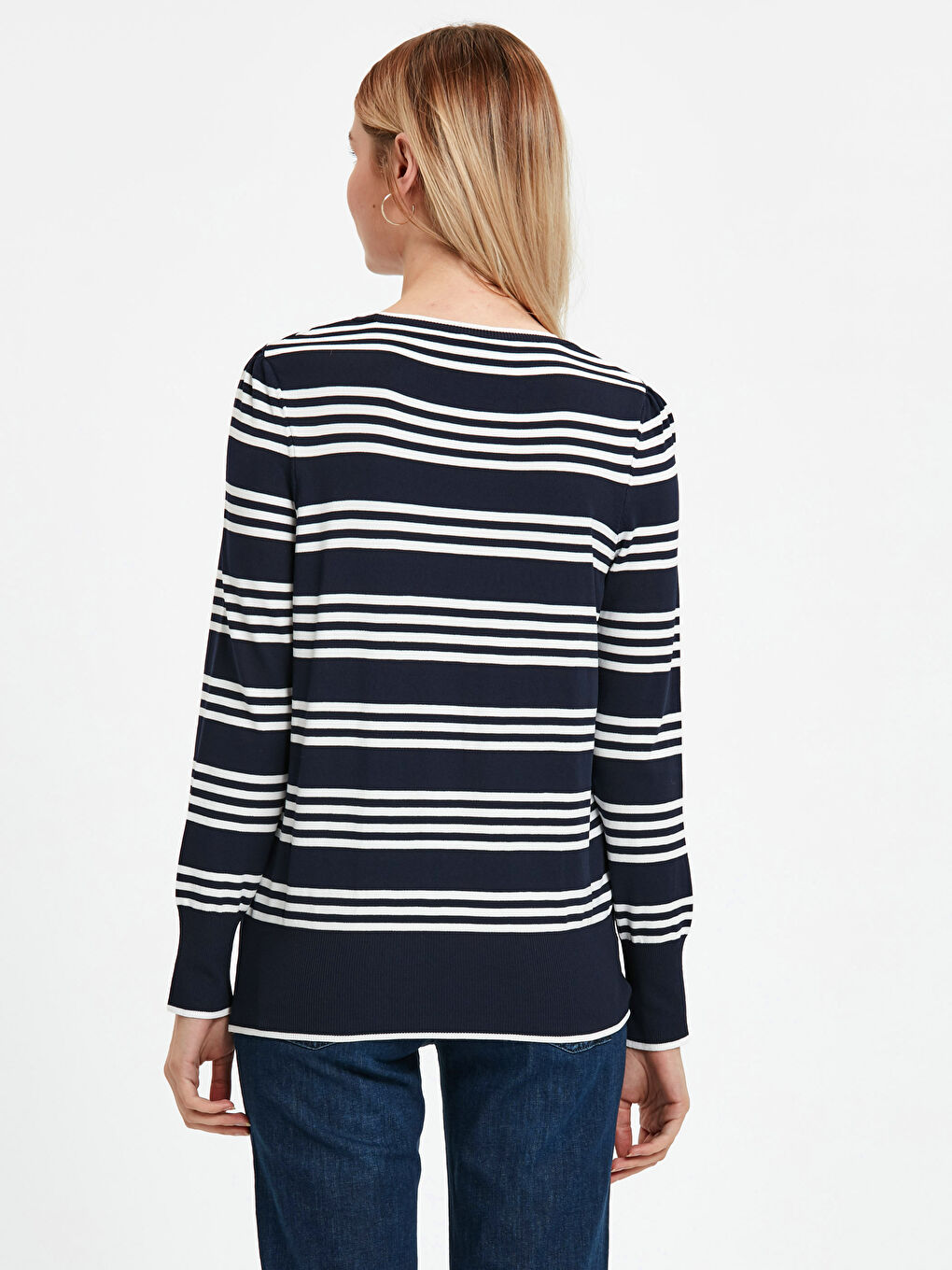 Crew Neck Striped Women's Sweater-1