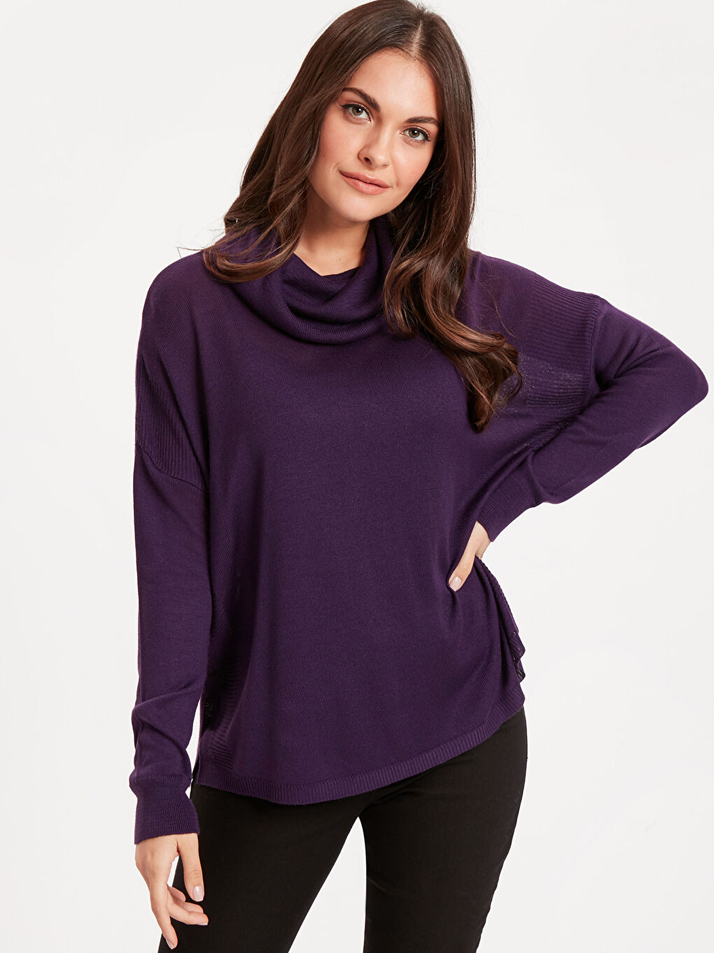 Wasserfallkragen Leichter Trikot Pullover