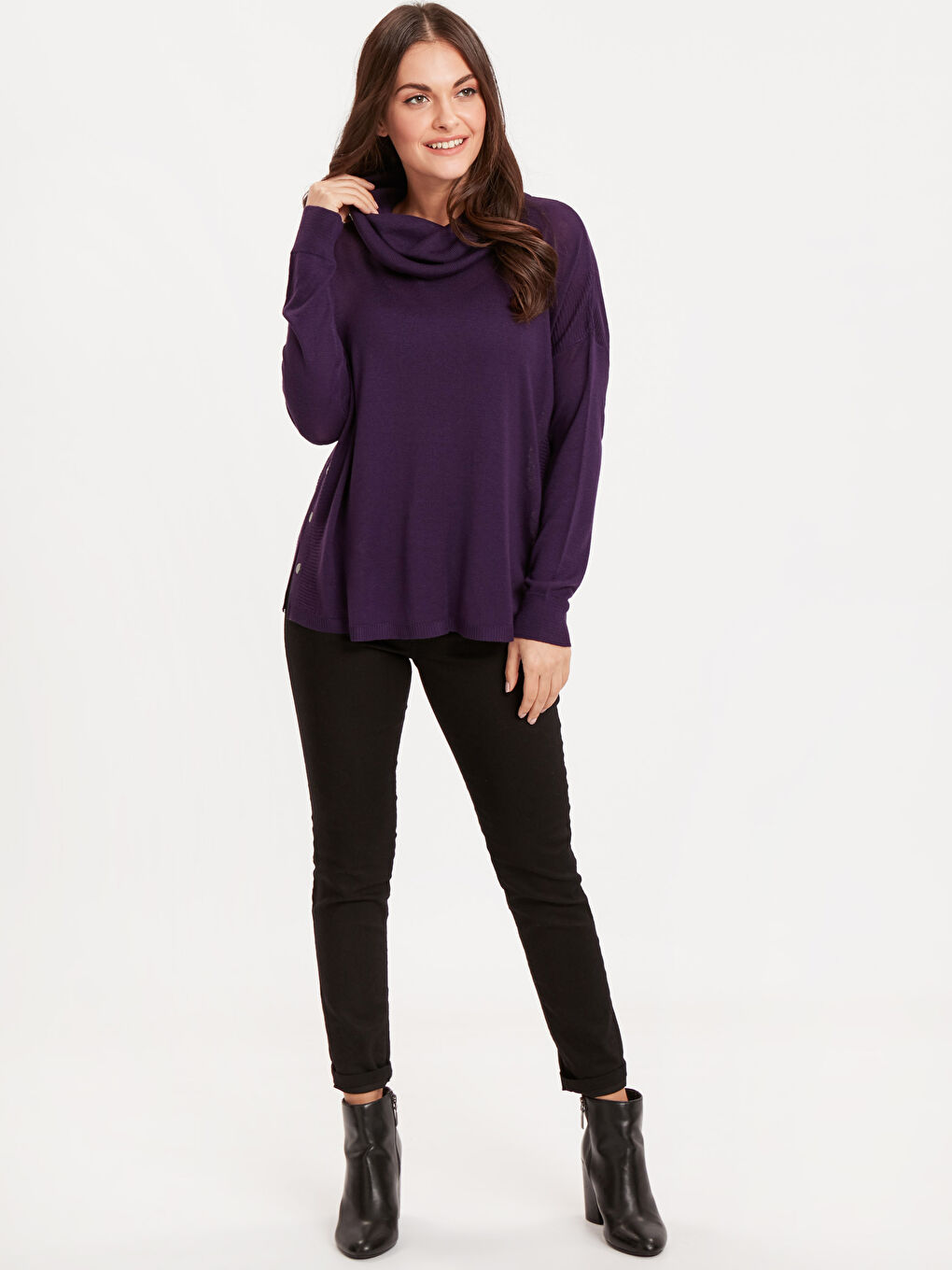 Wasserfallkragen Leichter Trikot Pullover-2