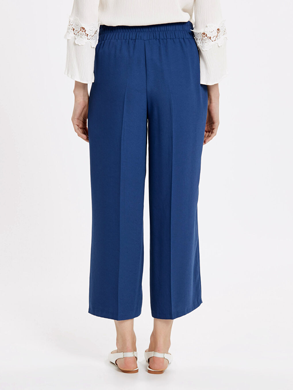 High Waist Ankle Length Crepe Women Trousers-2