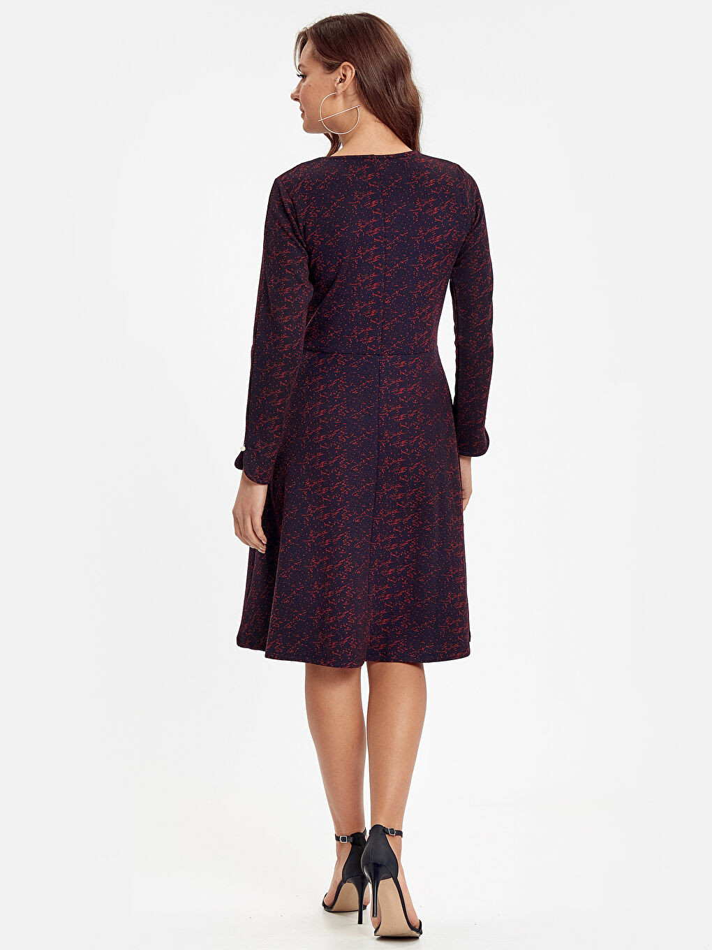 Bordo Jakarlı Elbise-1