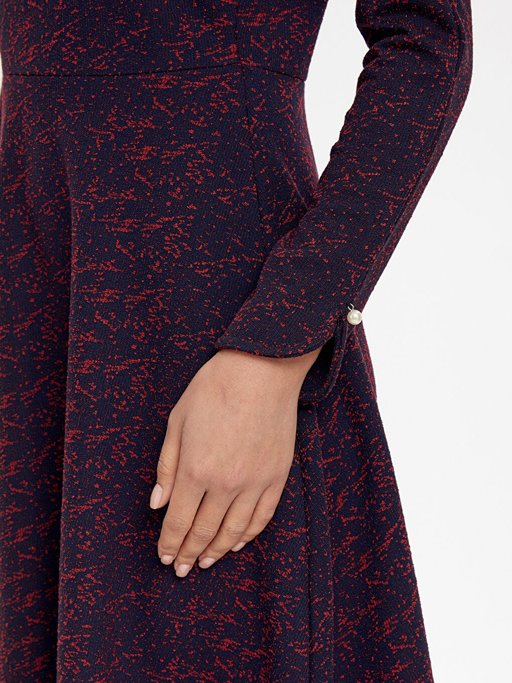 Bordo Jakarlı Elbise-2