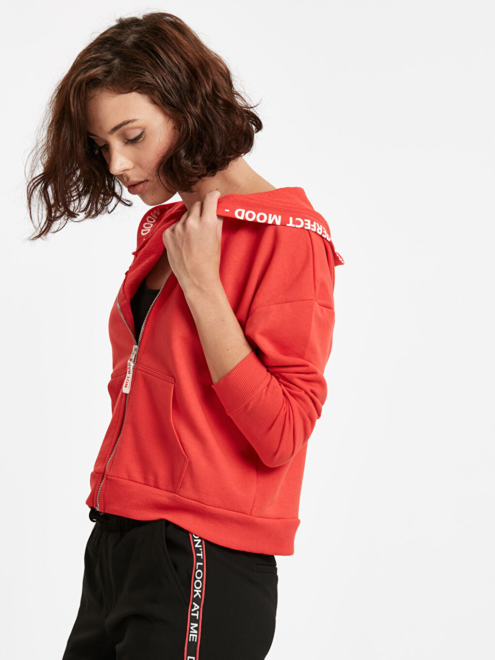 LCW Vision Woman RED Zip-Up Sweatshirt -8WJ564Z8-GPU