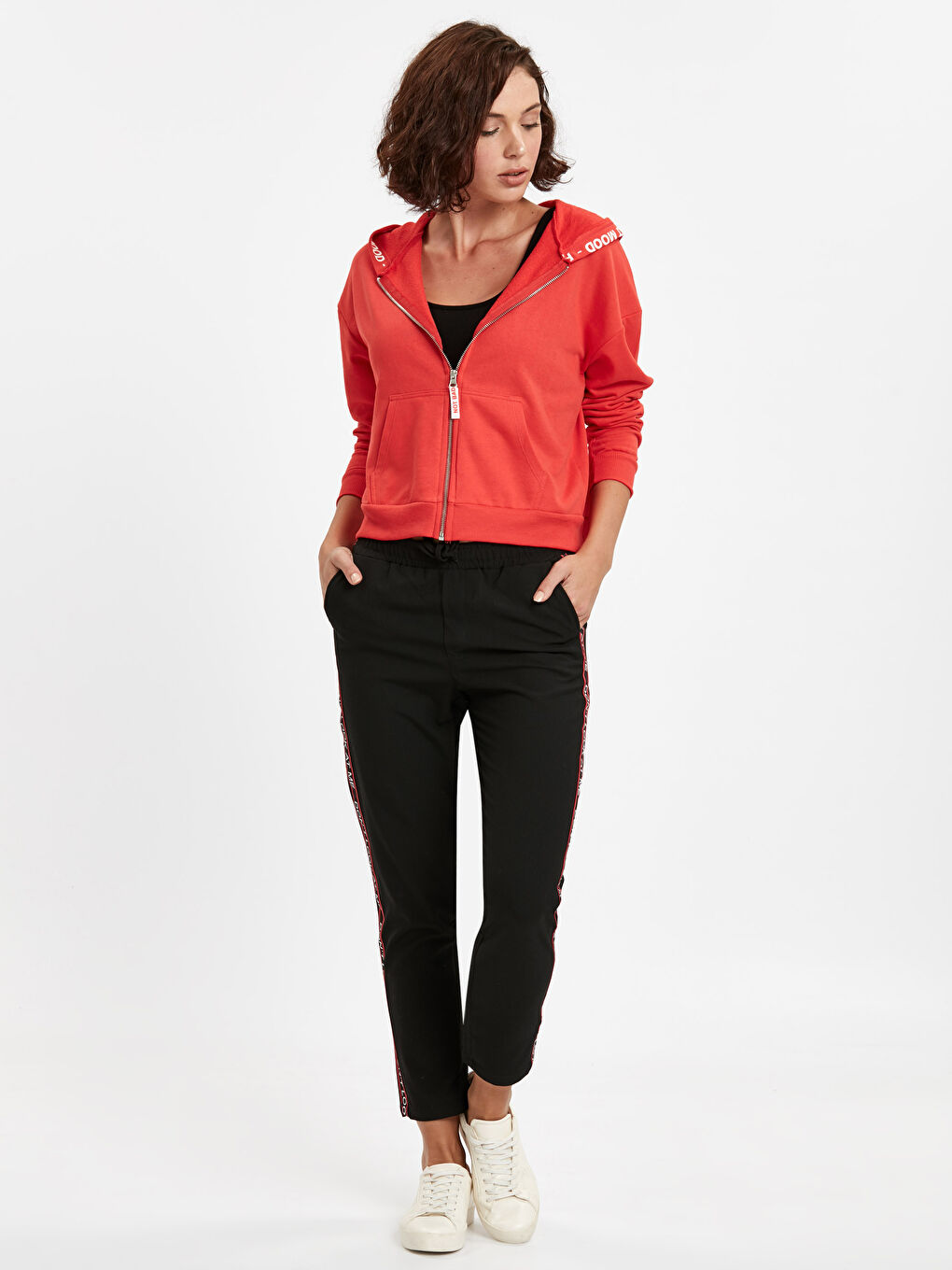 LCW Vision Woman RED Zip-Up Sweatshirt -8WJ564Z8-GPU