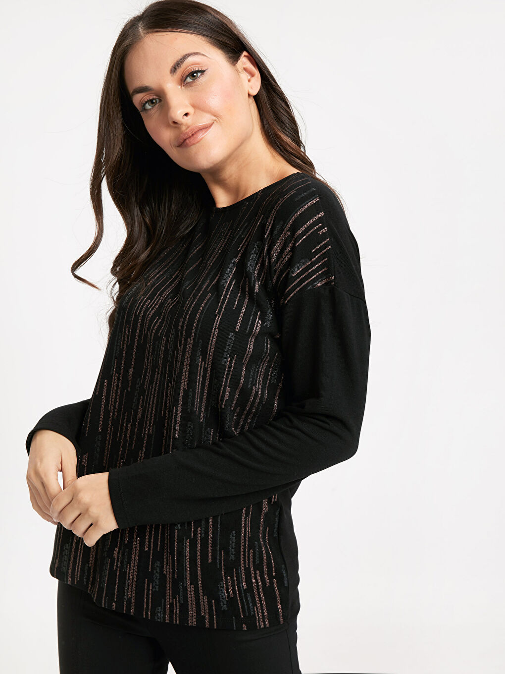 Женщины Черный Футболка