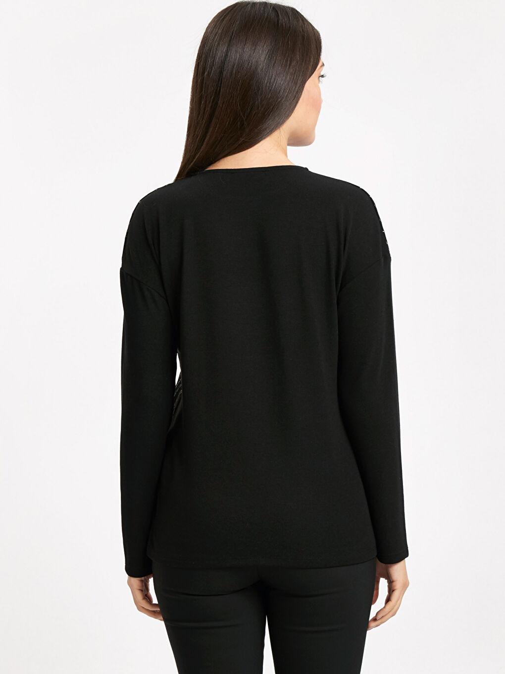 Женщины Черный Футболка-1