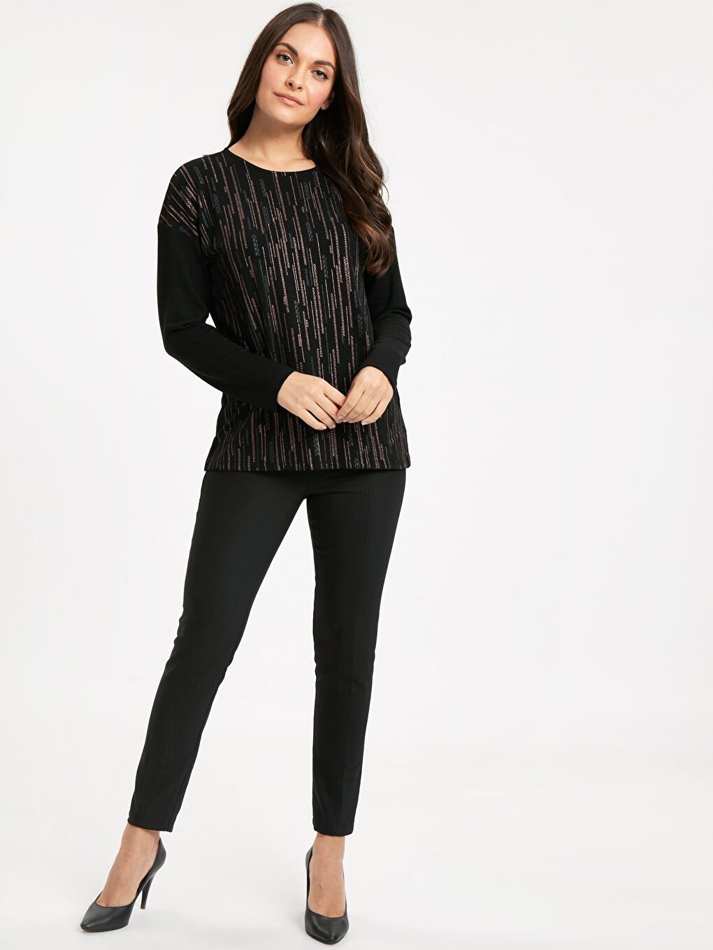 Женщины Черный Футболка-2