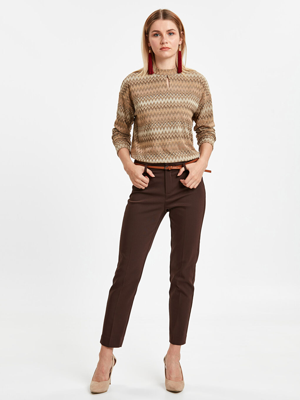 Женщины Коричневый футболка-2