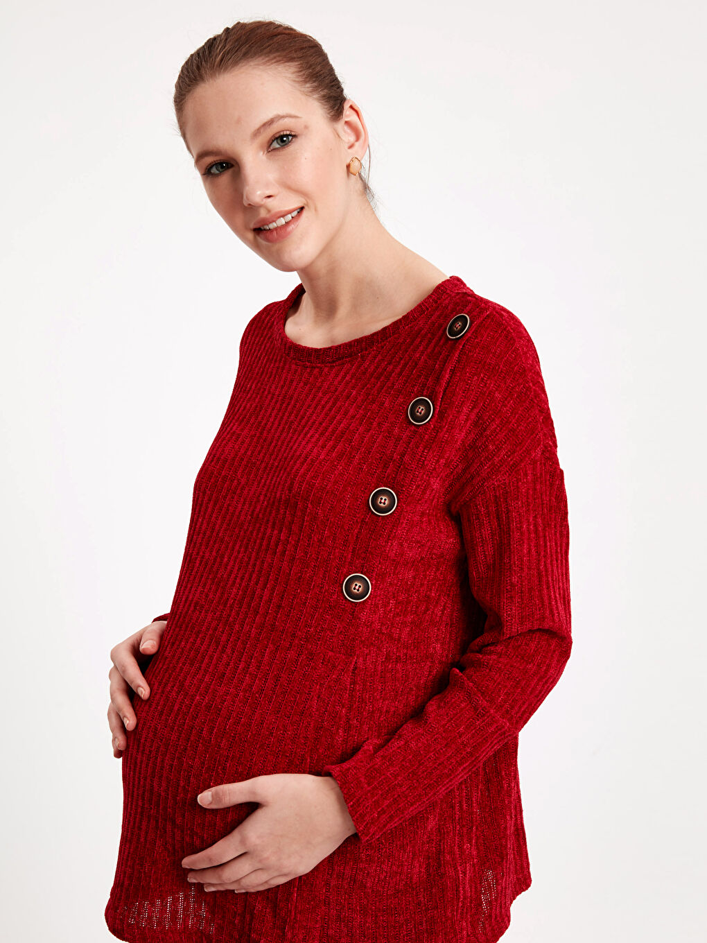 LCWAIKIKI Maternity Жена Червено Тениска -8WM076Z8-HLJ