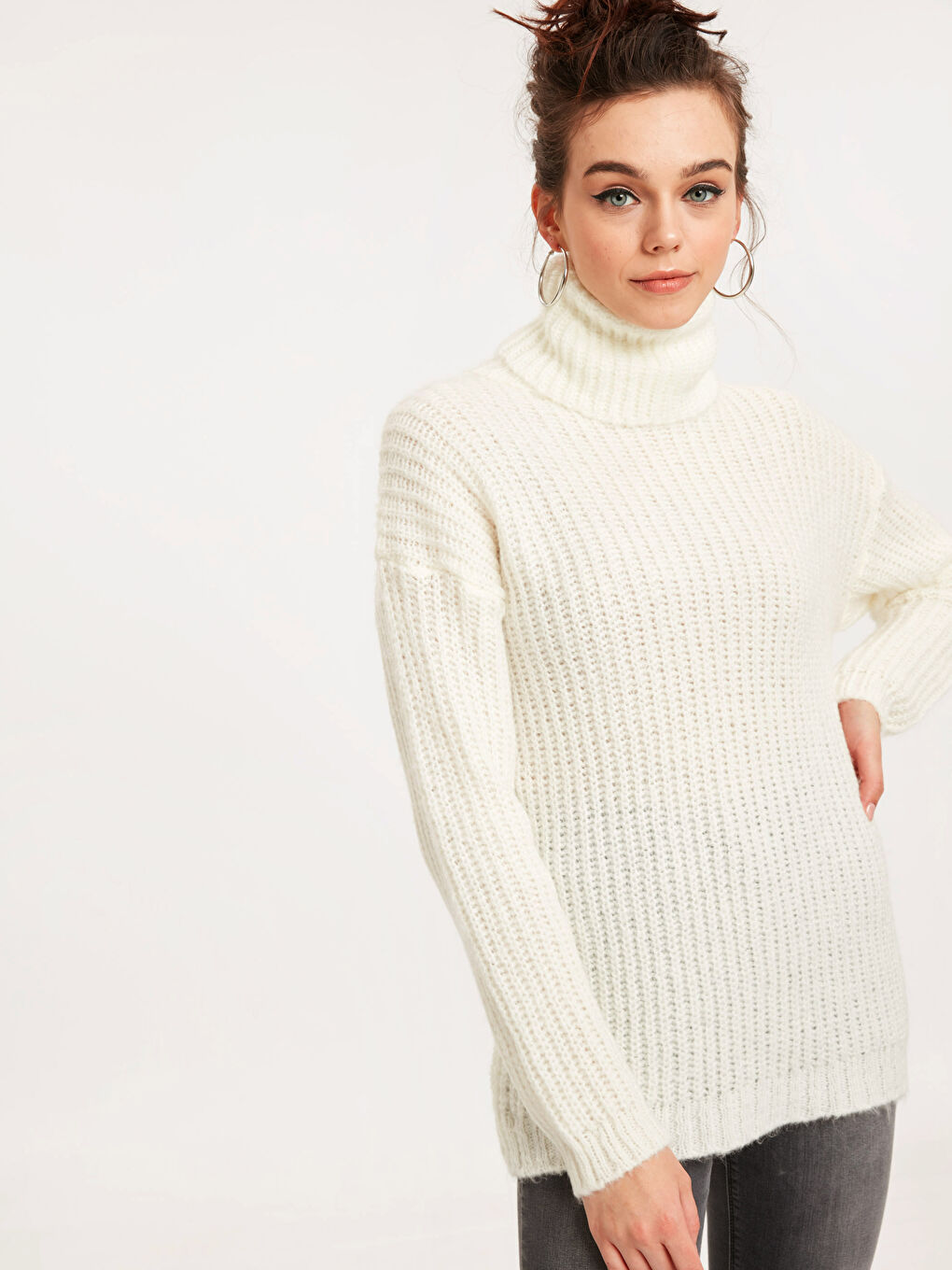 Turtleneck Plain Long Sleeve Women's Knitwear Tunic