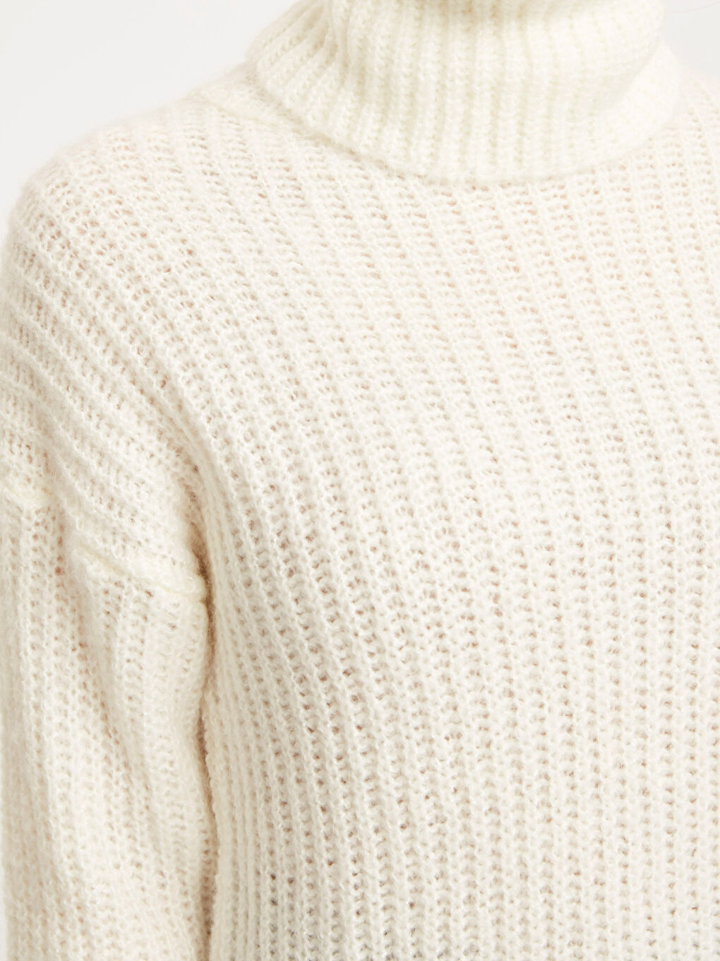 Turtleneck Plain Long Sleeve Women's Knitwear Tunic-3