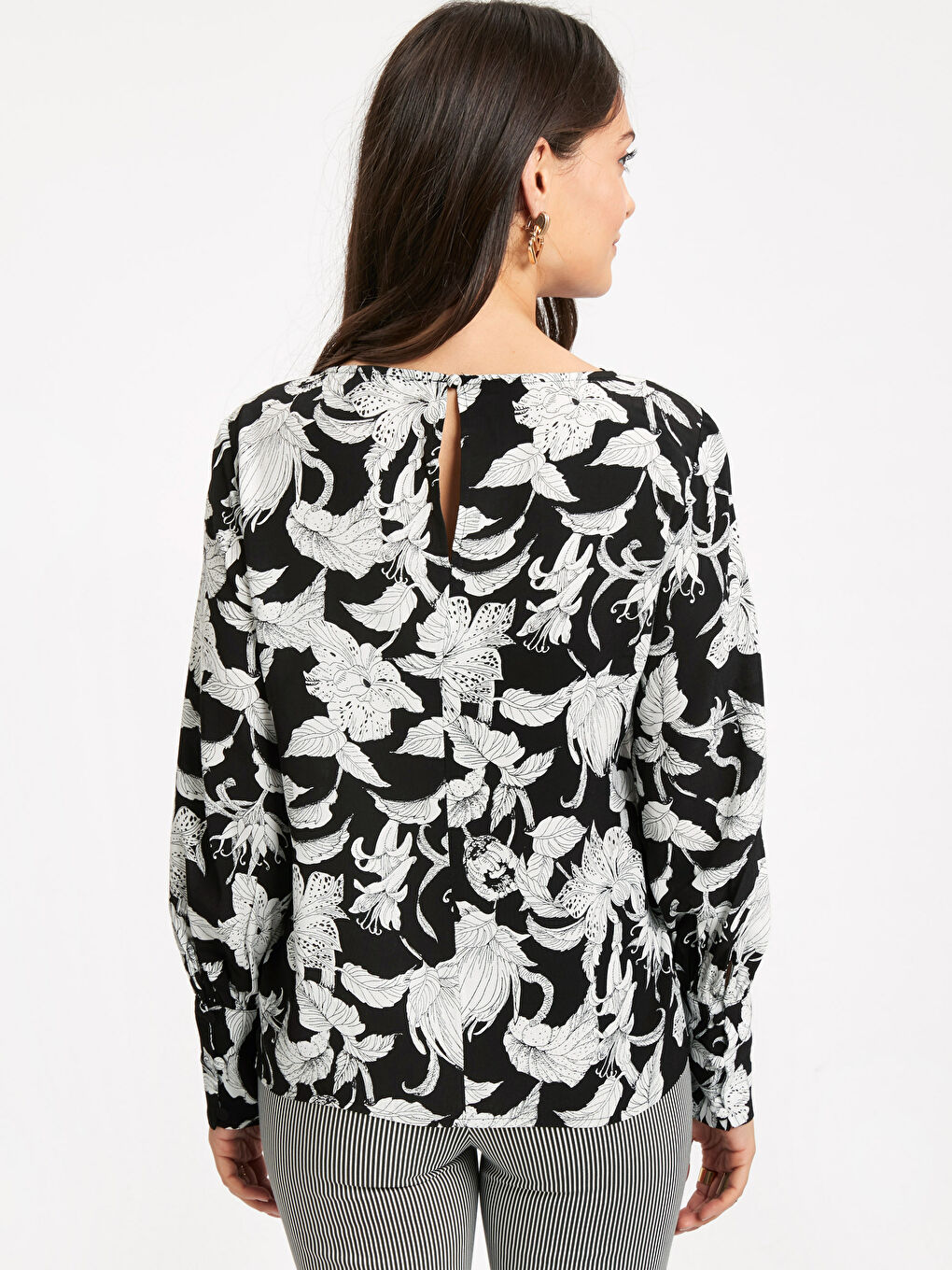 Siyah Baskılı Bluz-1