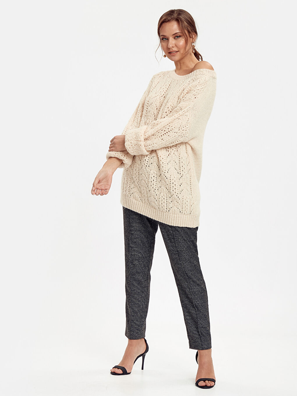 Жена Екрю Пуловер -3