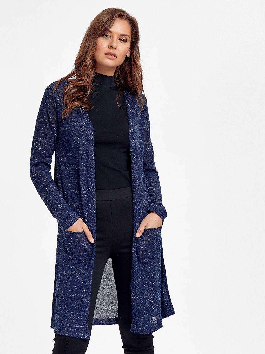 Γυναίκα ΜΠΛΕ ΜΑΡΙΝ Πλεκτή ζακέτα