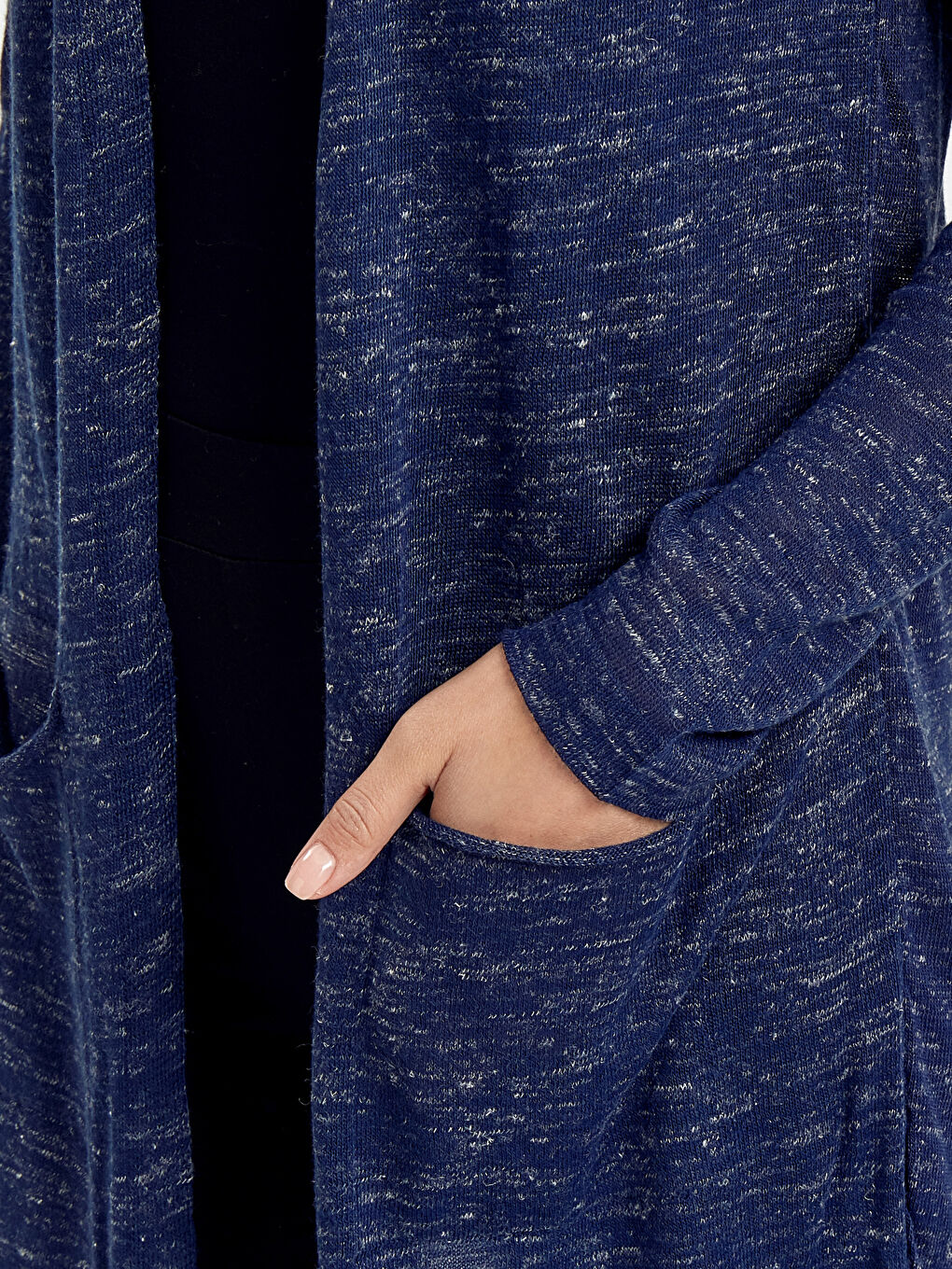 Γυναίκα ΜΠΛΕ ΜΑΡΙΝ Πλεκτή ζακέτα-3