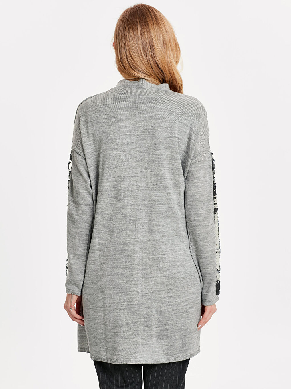 Açık Gri Melanj Hırka-1