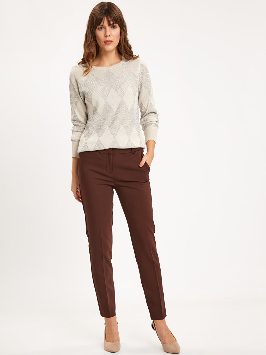 Женщины Бежевый Свитер-2