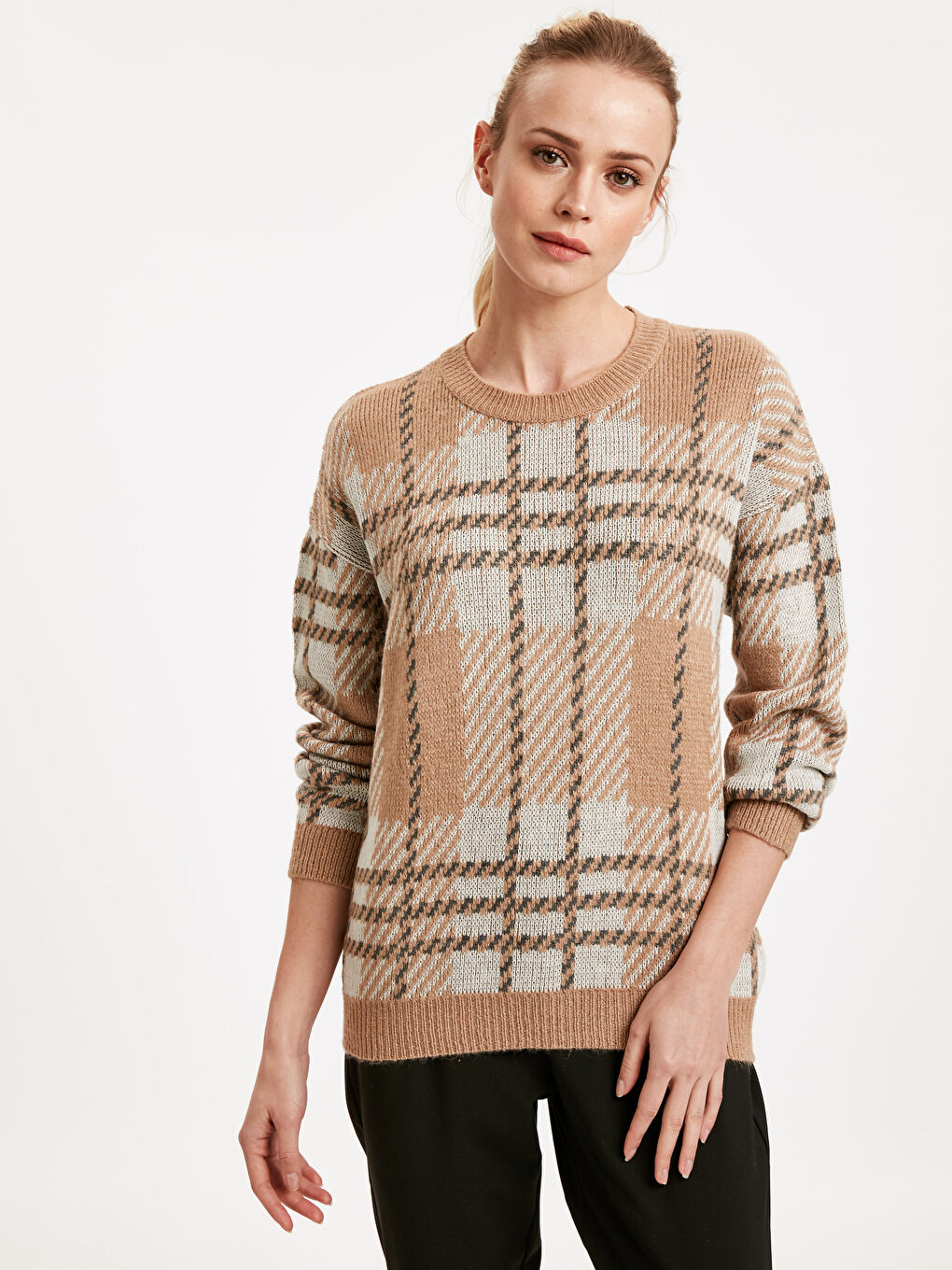 LCWAIKIKI Classic Rundhalsausschnitt Langarm Damen Strickpullover -8WN336Z8-D3C