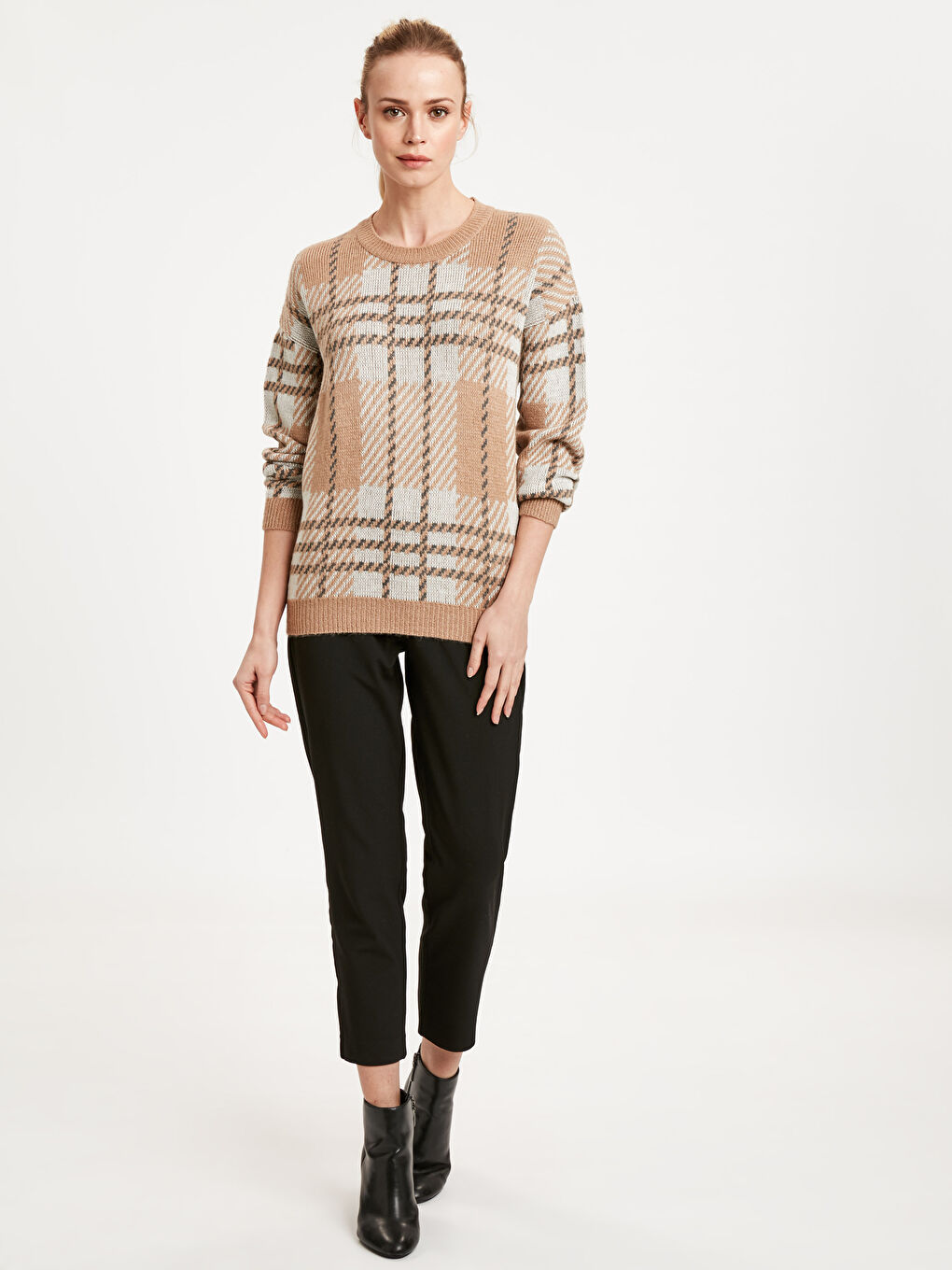 LCWAIKIKI Classic Rundhalsausschnitt Langarm Damen Strickpullover -8WN336Z8-D3C