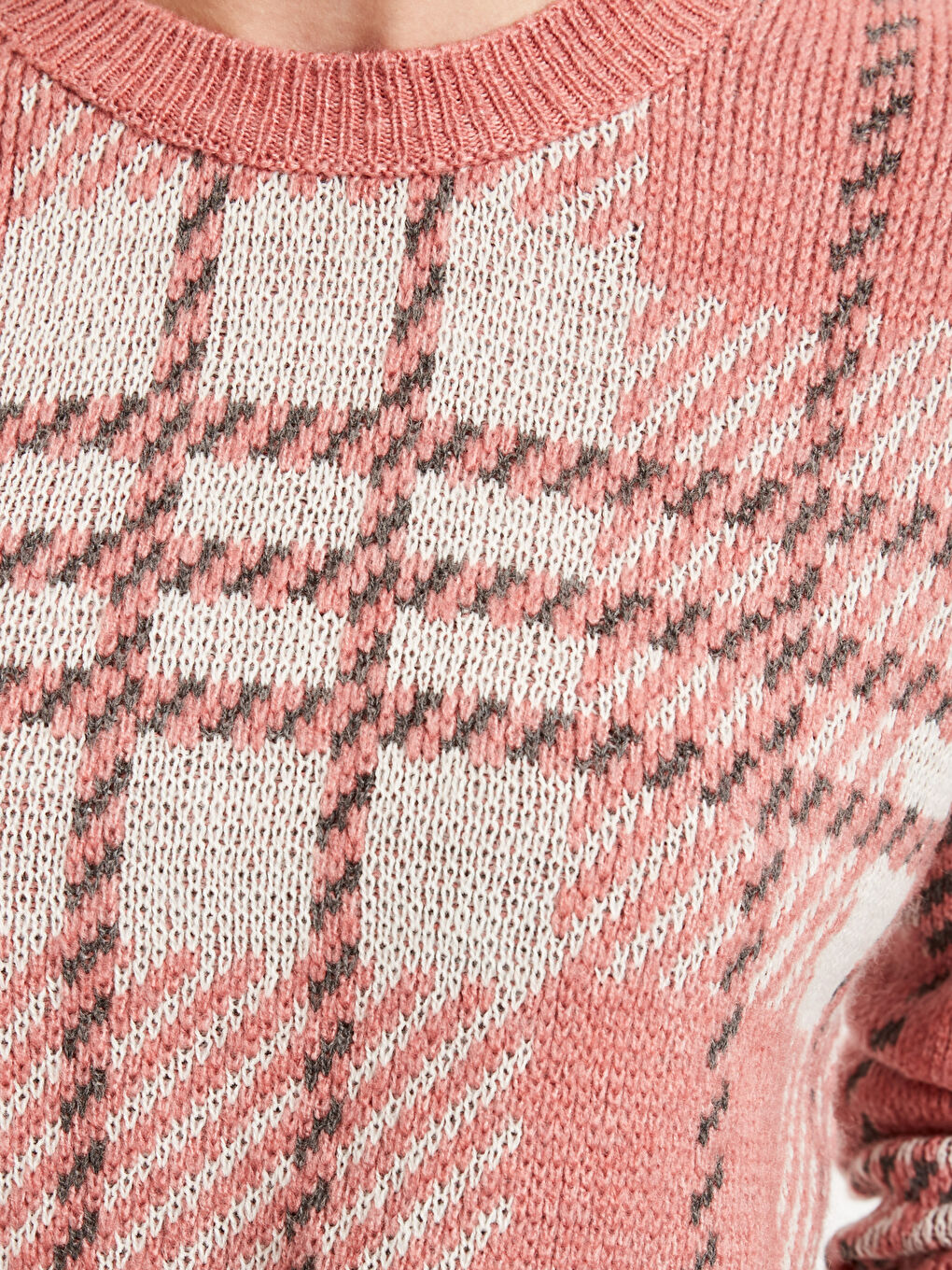 Bisiklet Yaka Uzun Kollu Kadın Triko Kazak-3