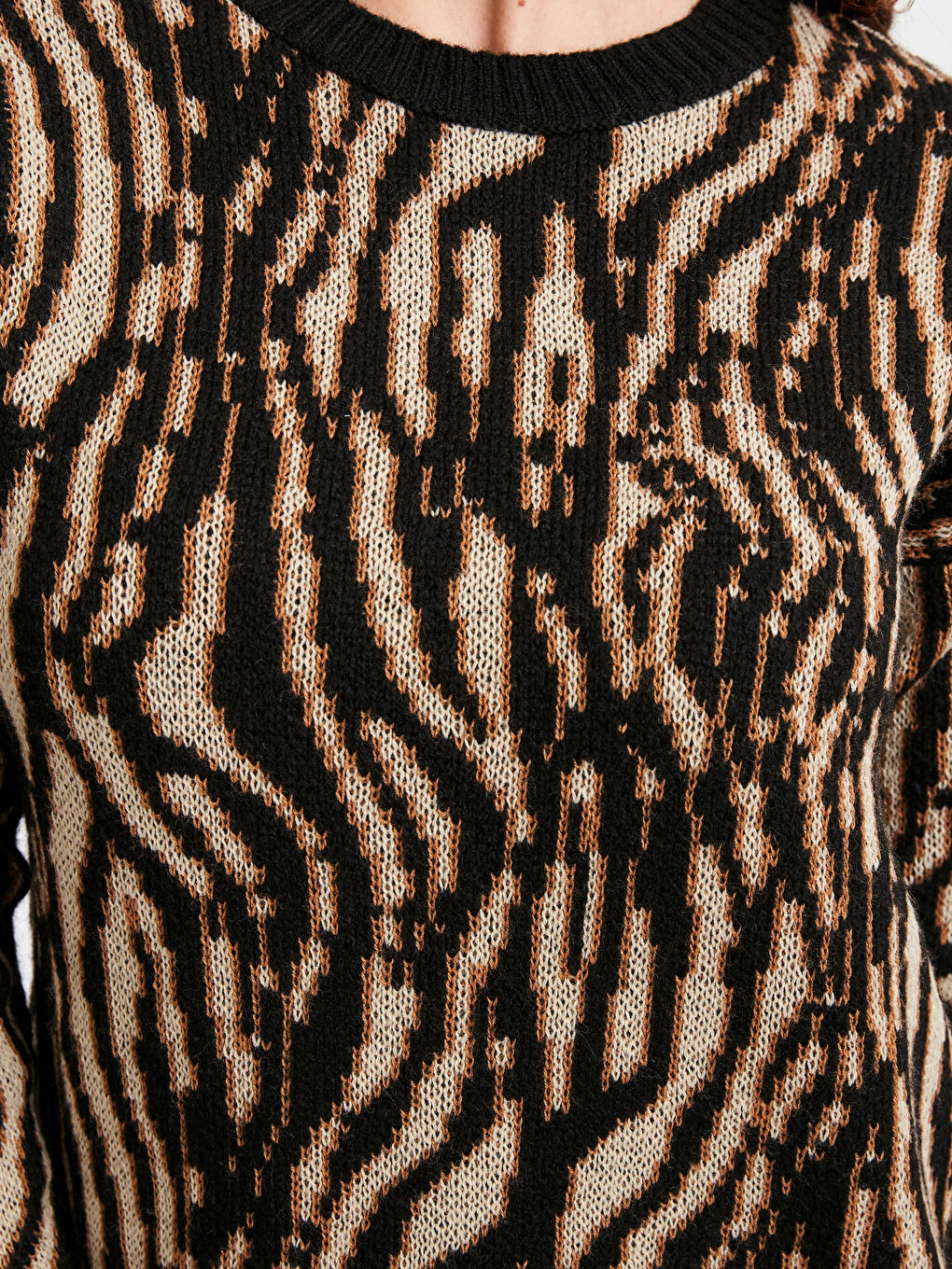 Светр з круглим вирізом, самовізерунковий, довгий рукав, трикотажний, для жінок-3