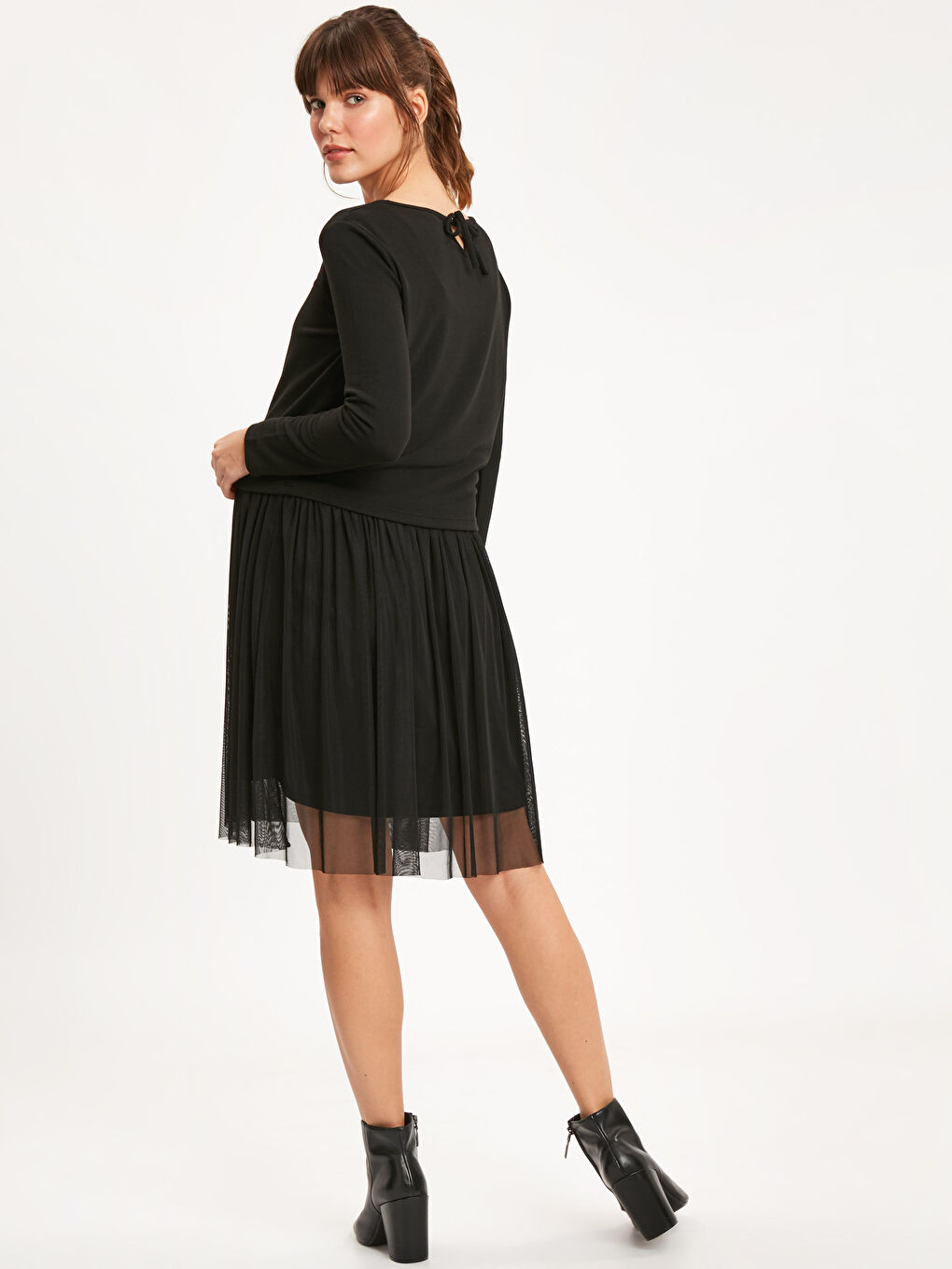Crew Neck Long Sleeve Women's Dress-1