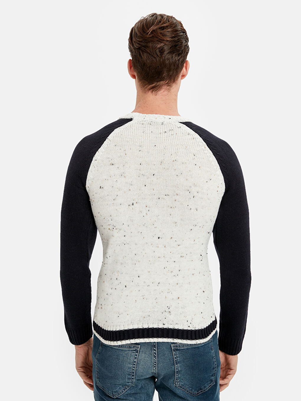 Ерлерге арналған трикотаж ұзын жеңді дөңгелек жағалы жемпір-1