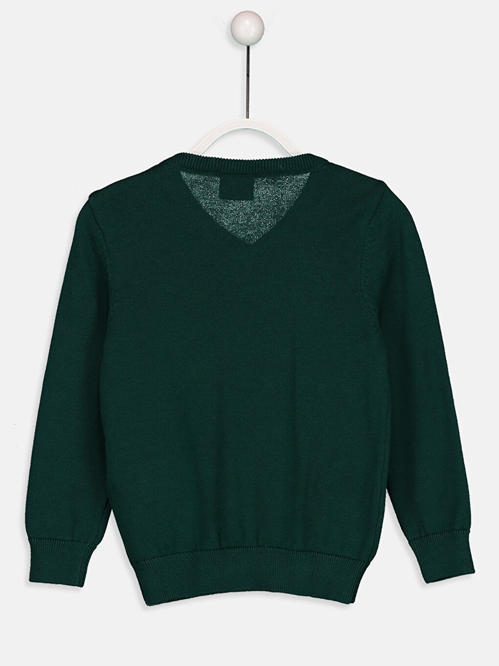 Yeşil V Yaka Basic Uzun Kollu Erkek Çocuk Triko Kazak-1