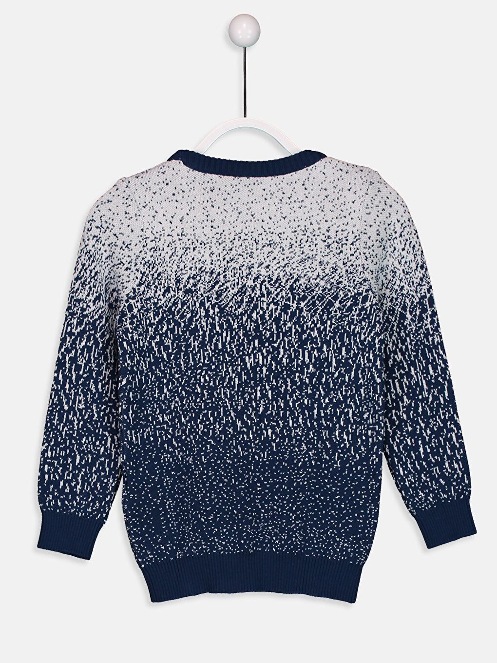 Дөңгелек жағалы өрнекті ұзын жеңді ұл трикотаж жемпір-1