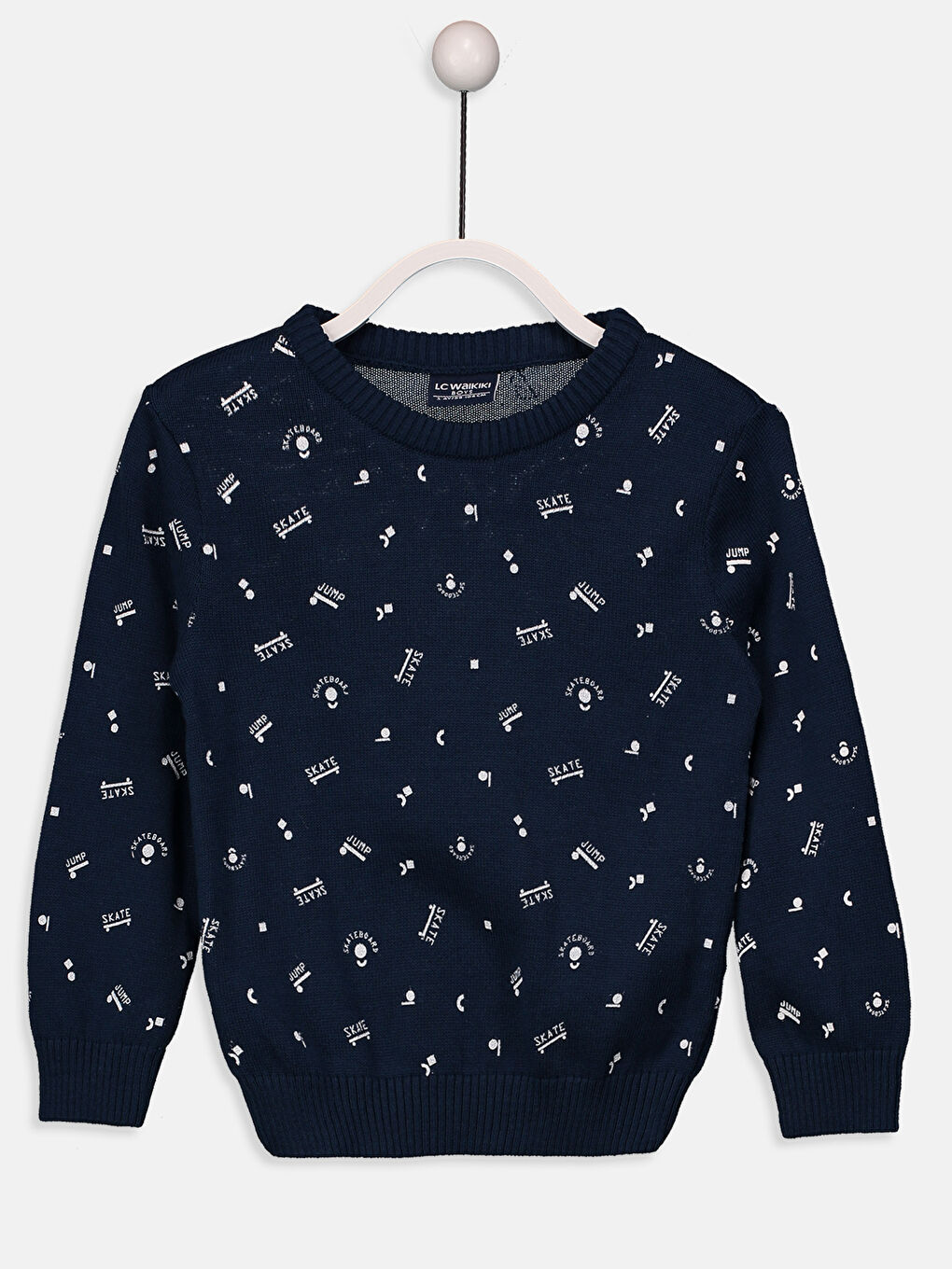 LCW Kids Crew Neck Patterned Long Sleeve Boy Tricot Sweater -8W0835Z4-JC7