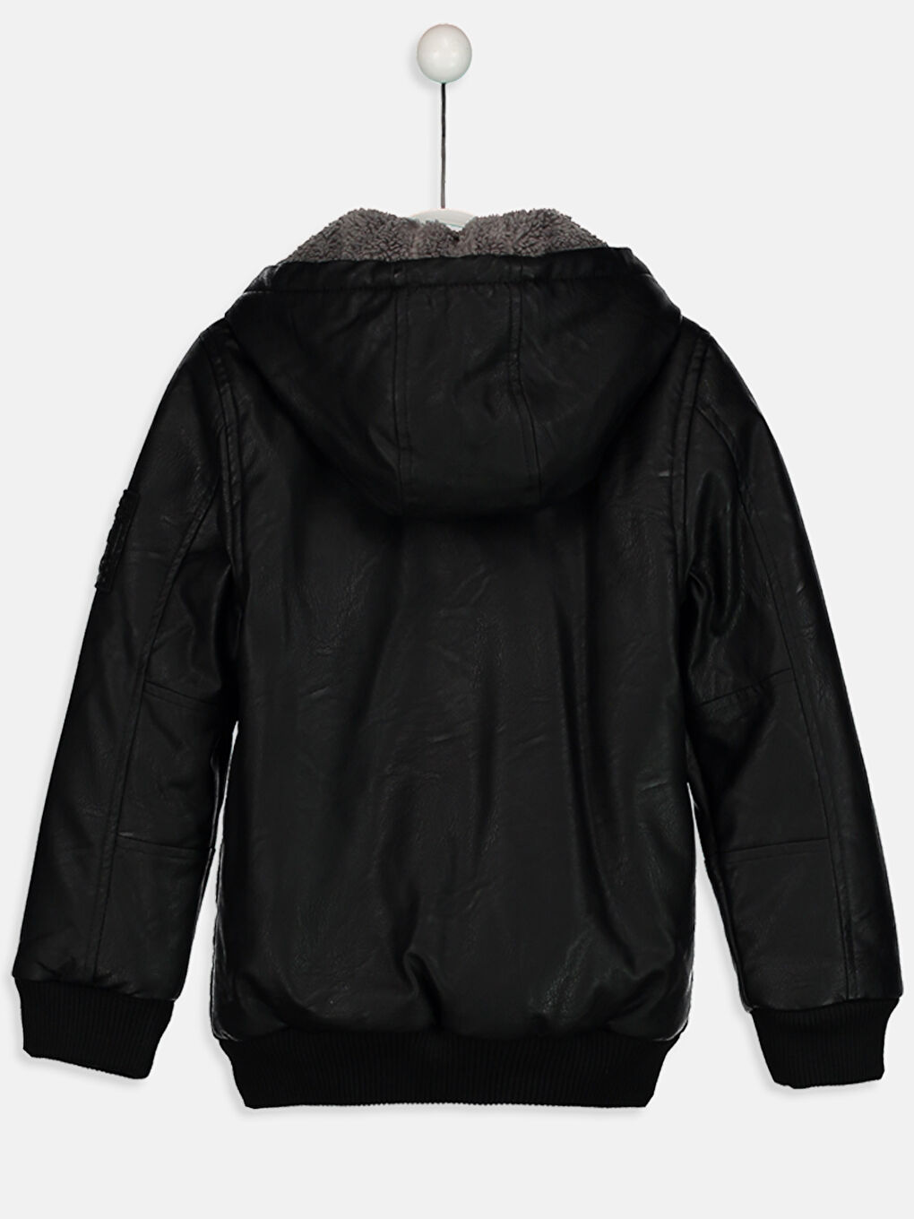 Yeni Siyah Deri Görünümlü Mont-1