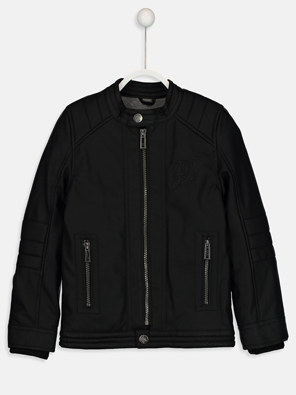 Yeni Siyah Deri Görünümlü Mont-1